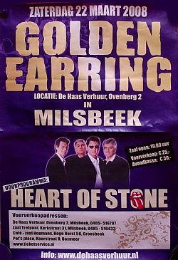Golden Earring show poster Milsbeek March 22, 2008